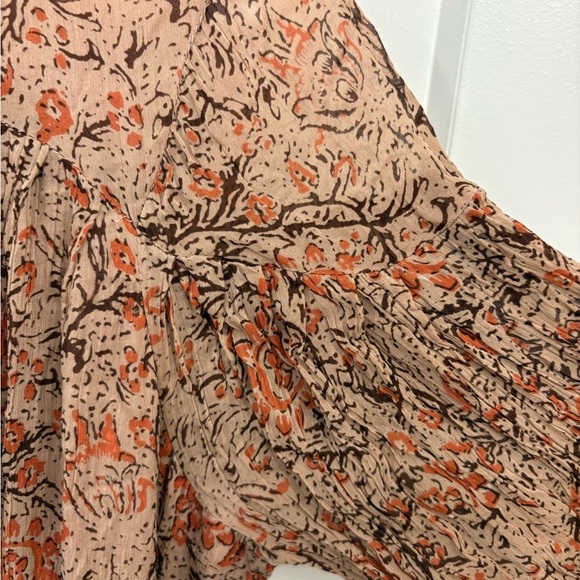 Cleobella Ophelia Floral Long Sleeve Crinkle Chiffon Midi Dress Size Medium - Picture 13 of 16